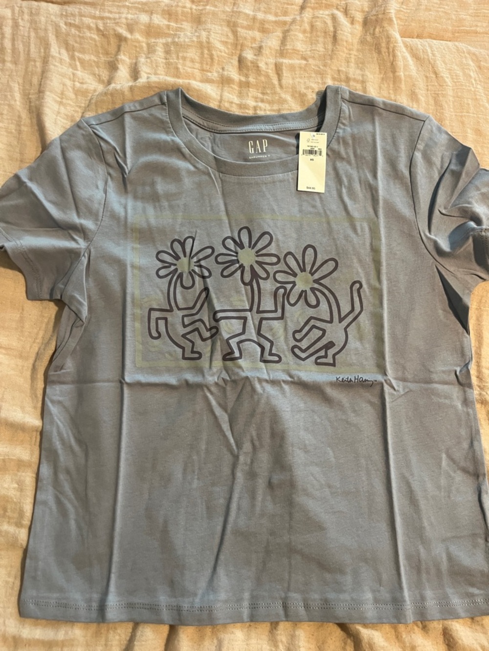 GAP Kids Gray Tee with Playful Flower-Face Graphic